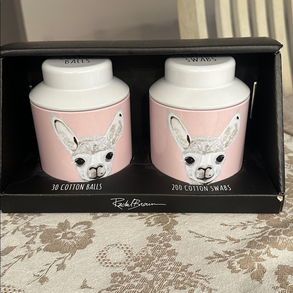 Pink Cotton Ball and Swab Holder Set